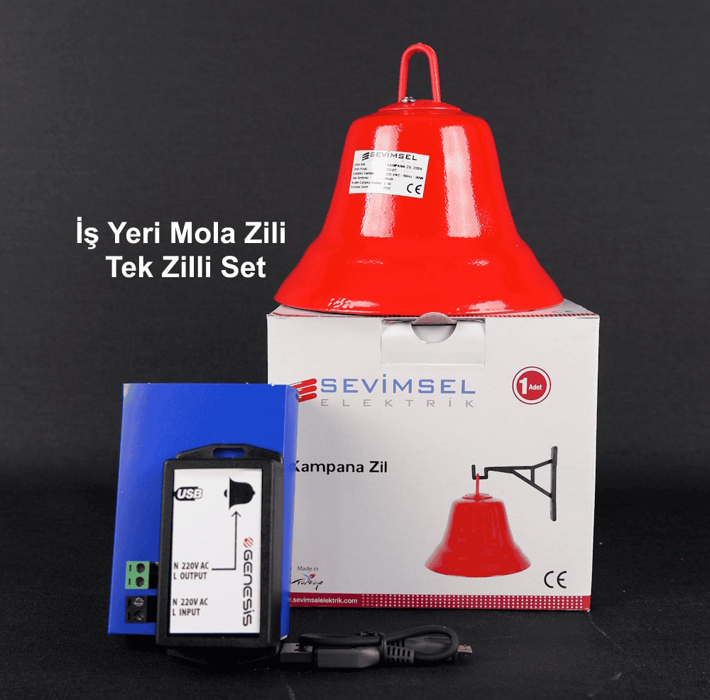 Fabrika Mola Zil Saati Seti Tek Çanlı Set